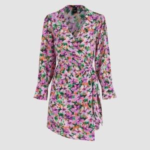 Cider Vibrant Floral Wrap Dress